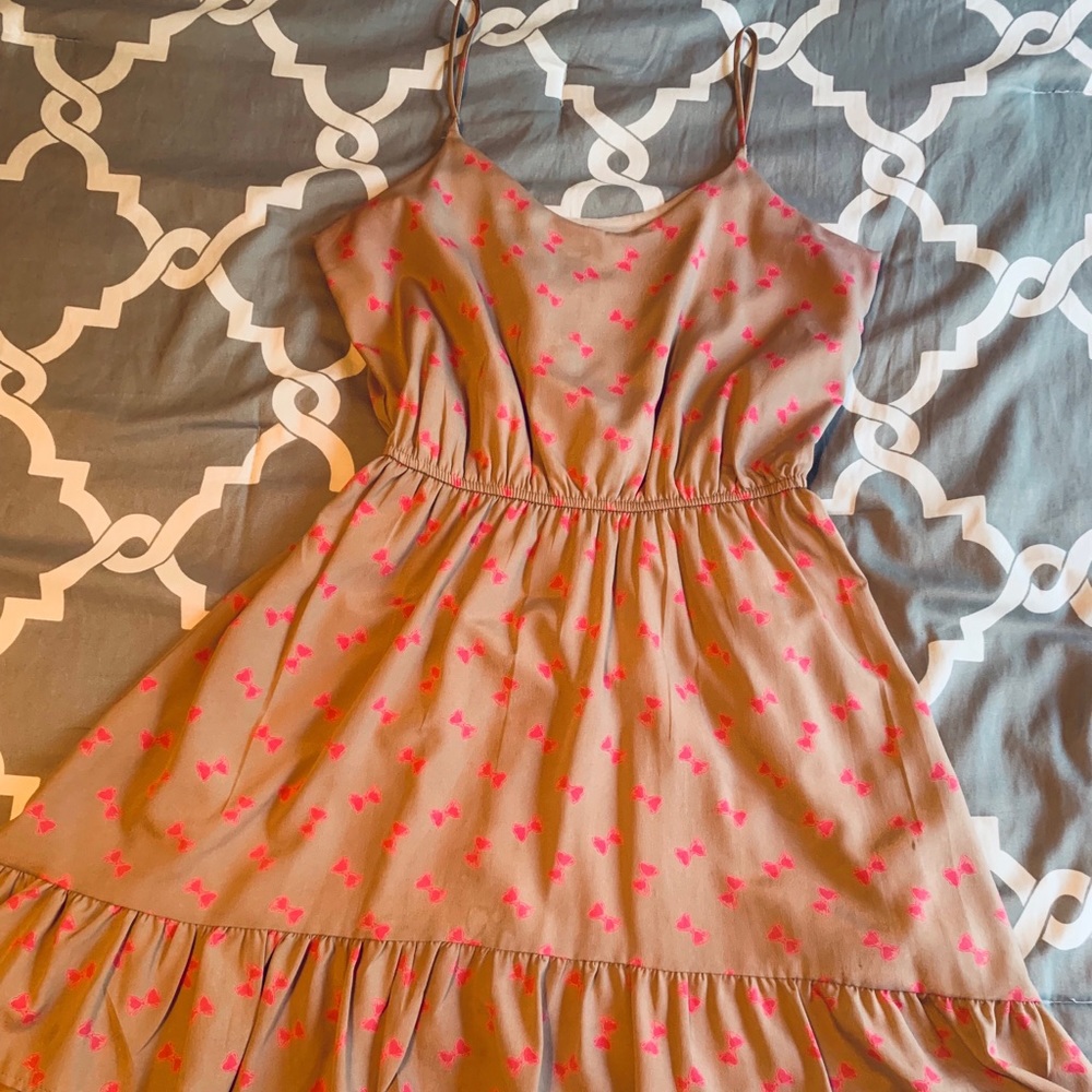 Flare pink bows dress